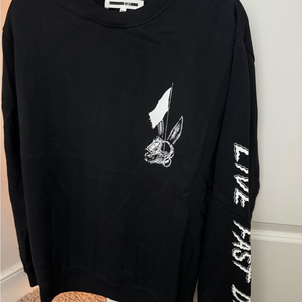 McQ by Alexander McQueen Black Sweatshirt with White Graphic